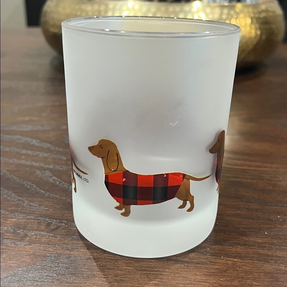 Culver Limited Dachshund Plaid Sweater Frosted High Ball Glass